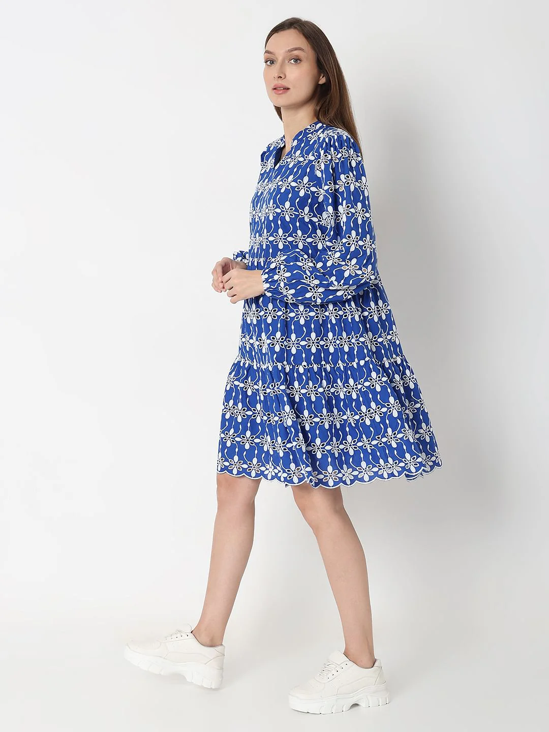 Blue Embroidered Dress - Image 3