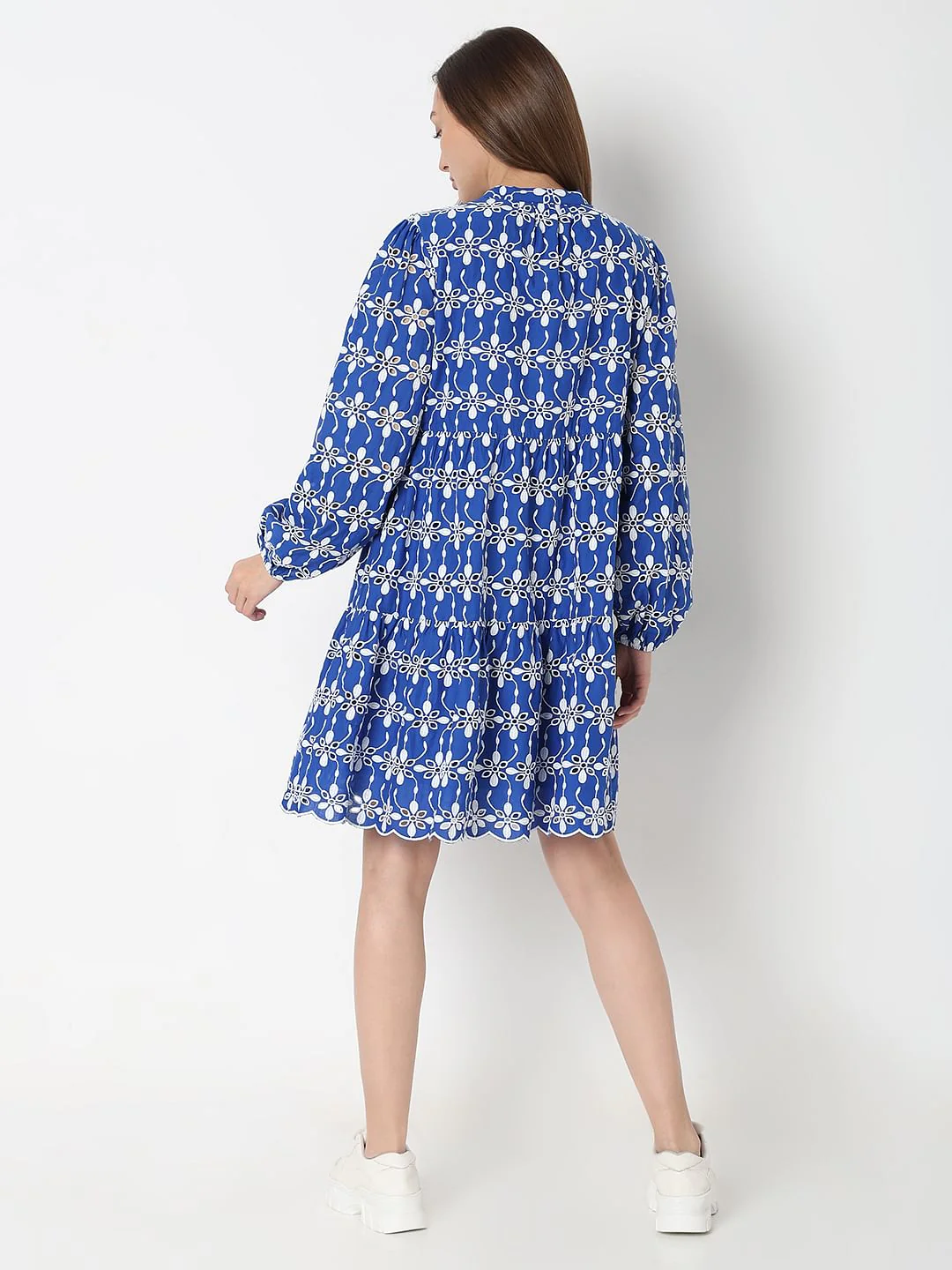 Blue Embroidered Dress - Image 4
