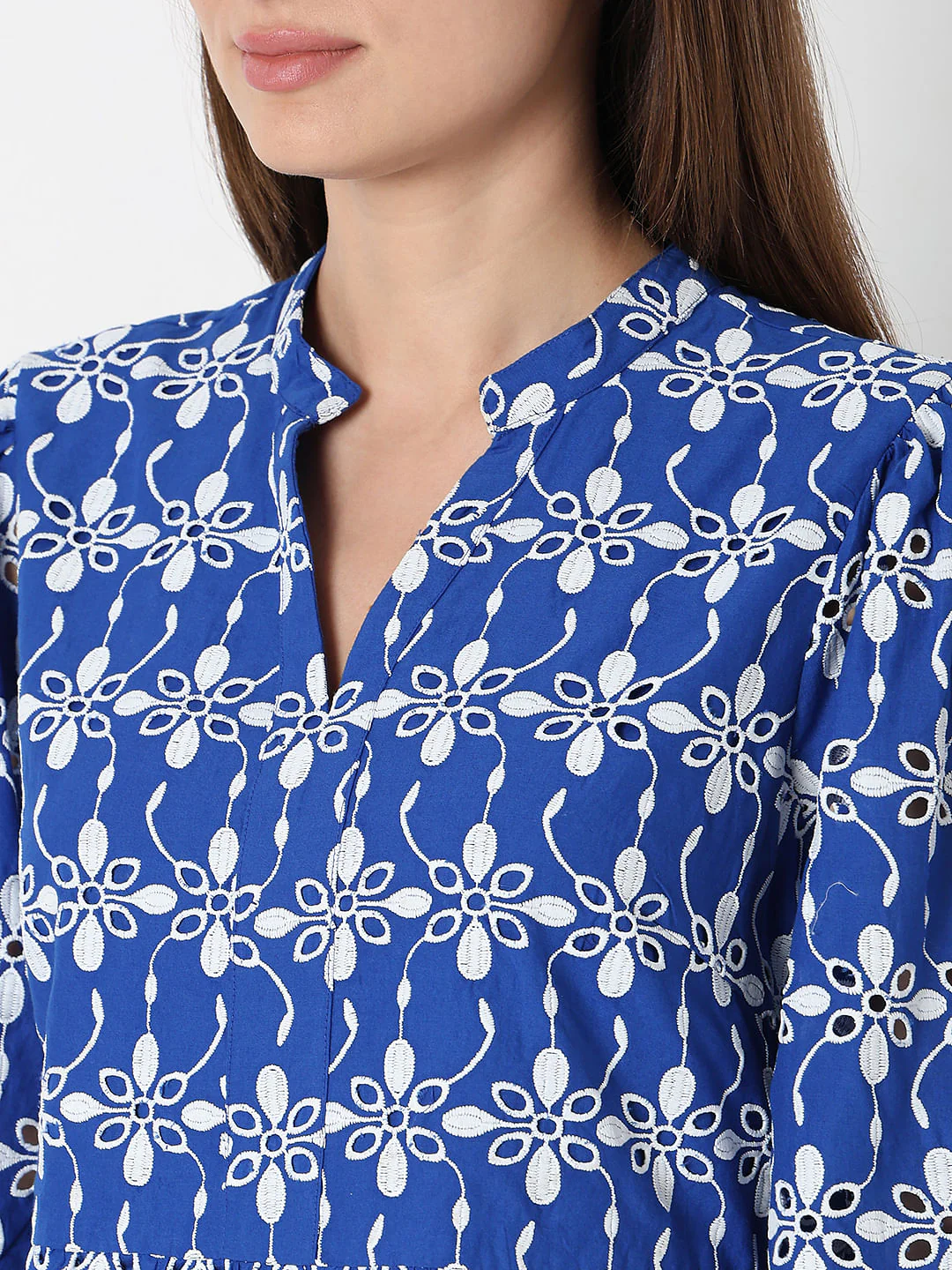 Blue Embroidered Dress - Image 6