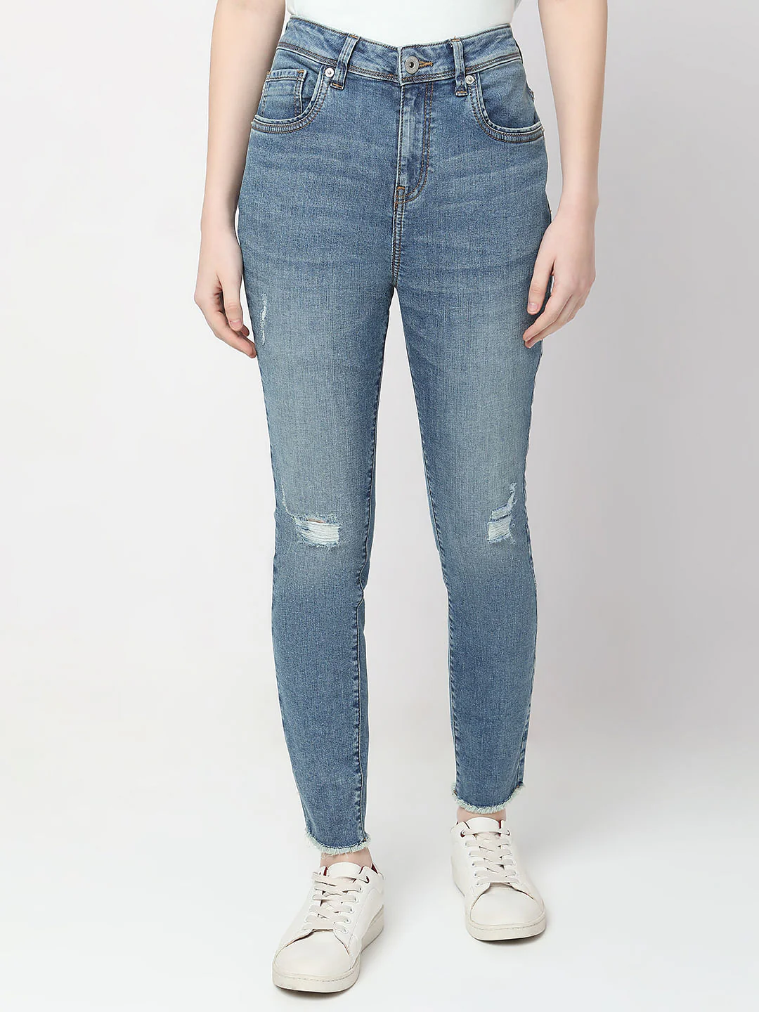 Blue High Rise Distressed Wendy Skinny Jeans - Image 2