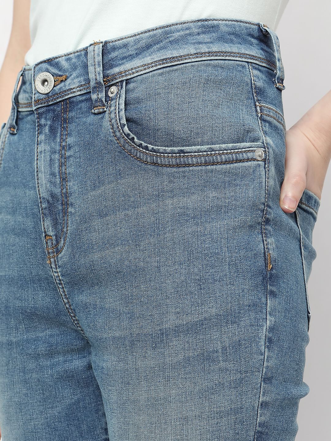 Blue High Rise Distressed Wendy Skinny Jeans - Image 8