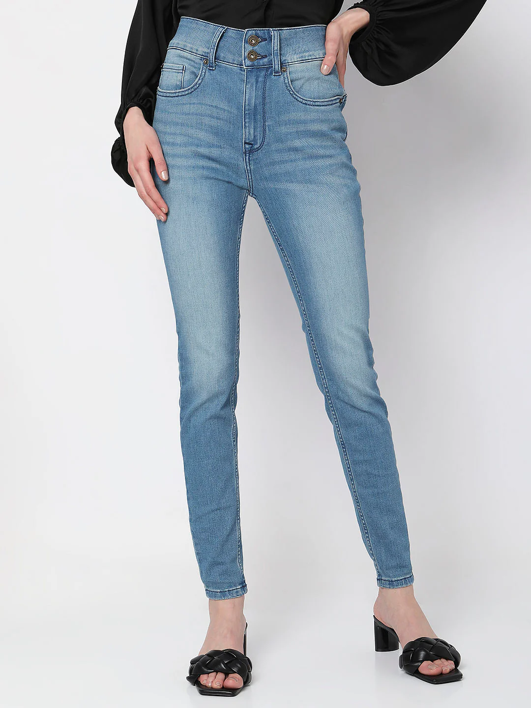 Light Blue High Rise Wendy Skinny Jeans - Image 2