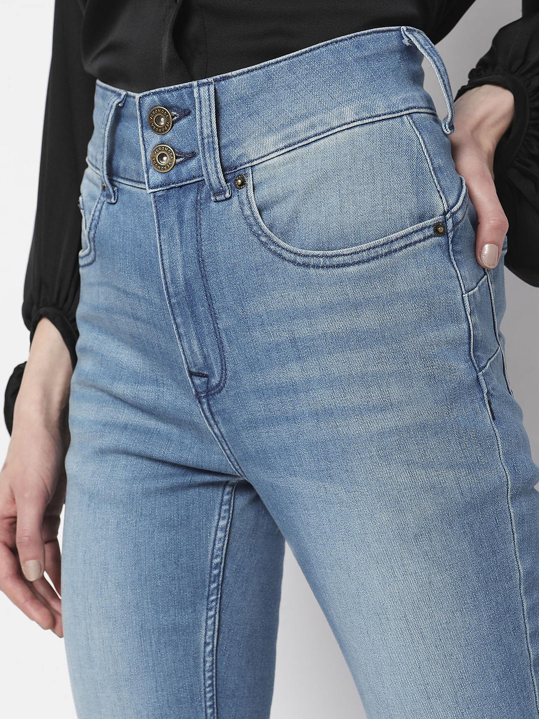 Light Blue High Rise Wendy Skinny Jeans - Image 5