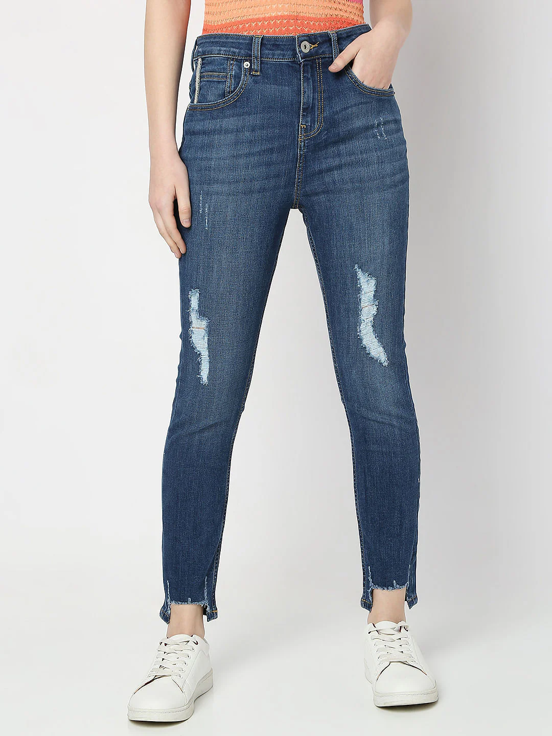 Blue High Rise Distressed Wendy Skinny Jeans - Image 2