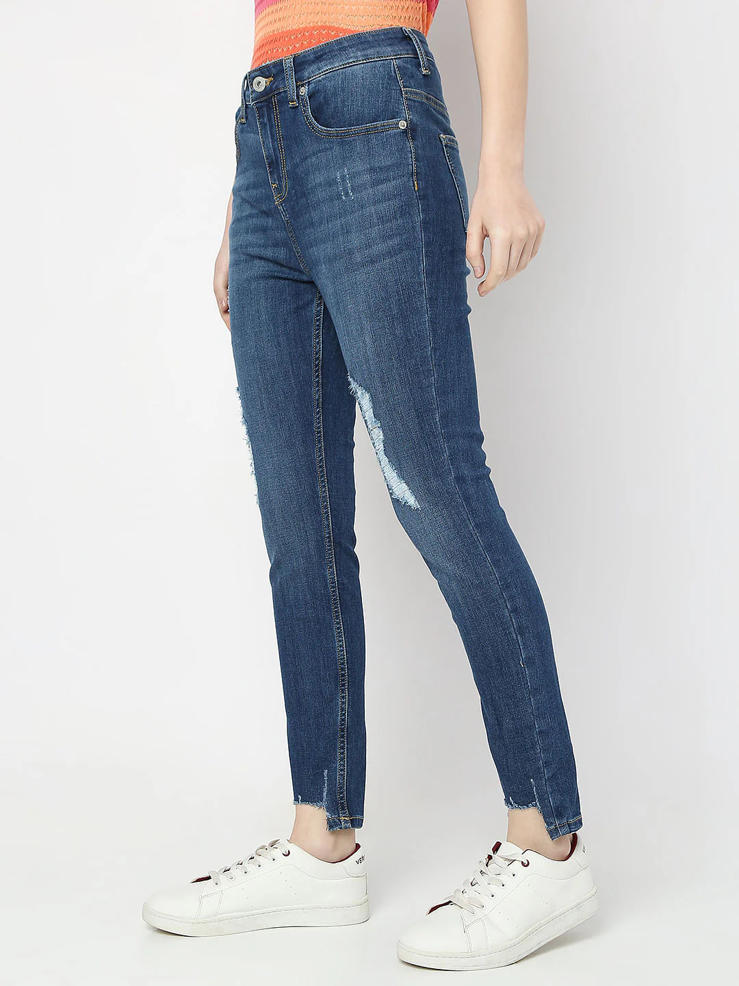 Blue High Rise Distressed Wendy Skinny Jeans - Image 3
