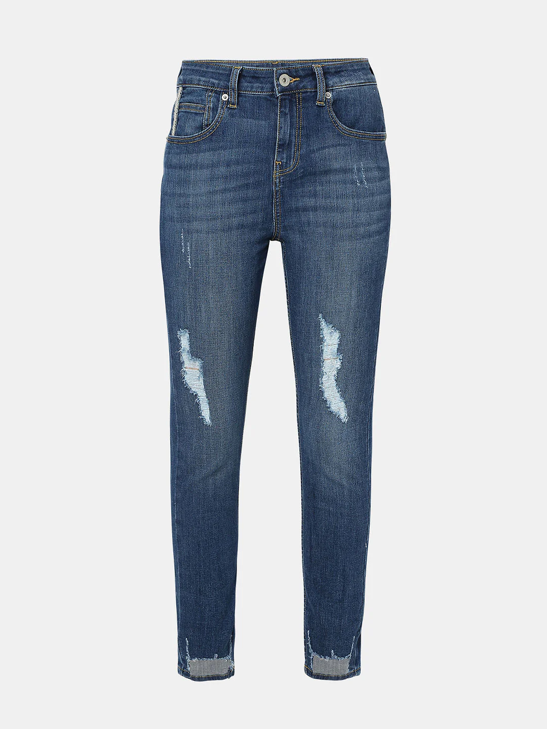 Blue High Rise Distressed Wendy Skinny Jeans - Image 7