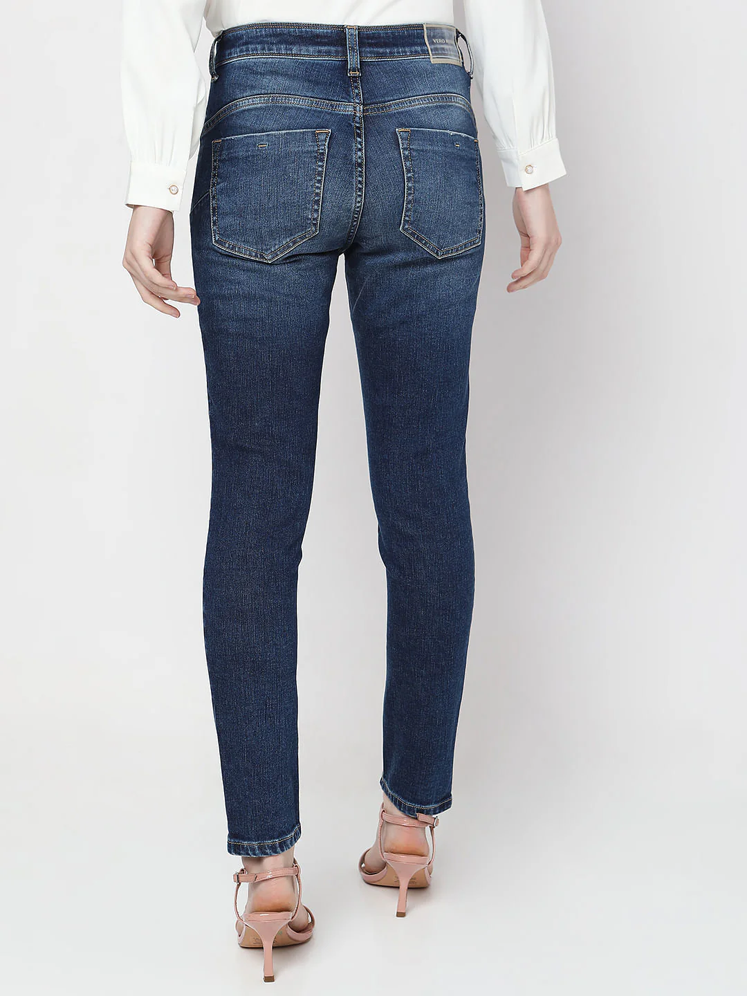 Blue Mid Rise Distressed Push-Up Wendy Skinny Jeans - Image 4