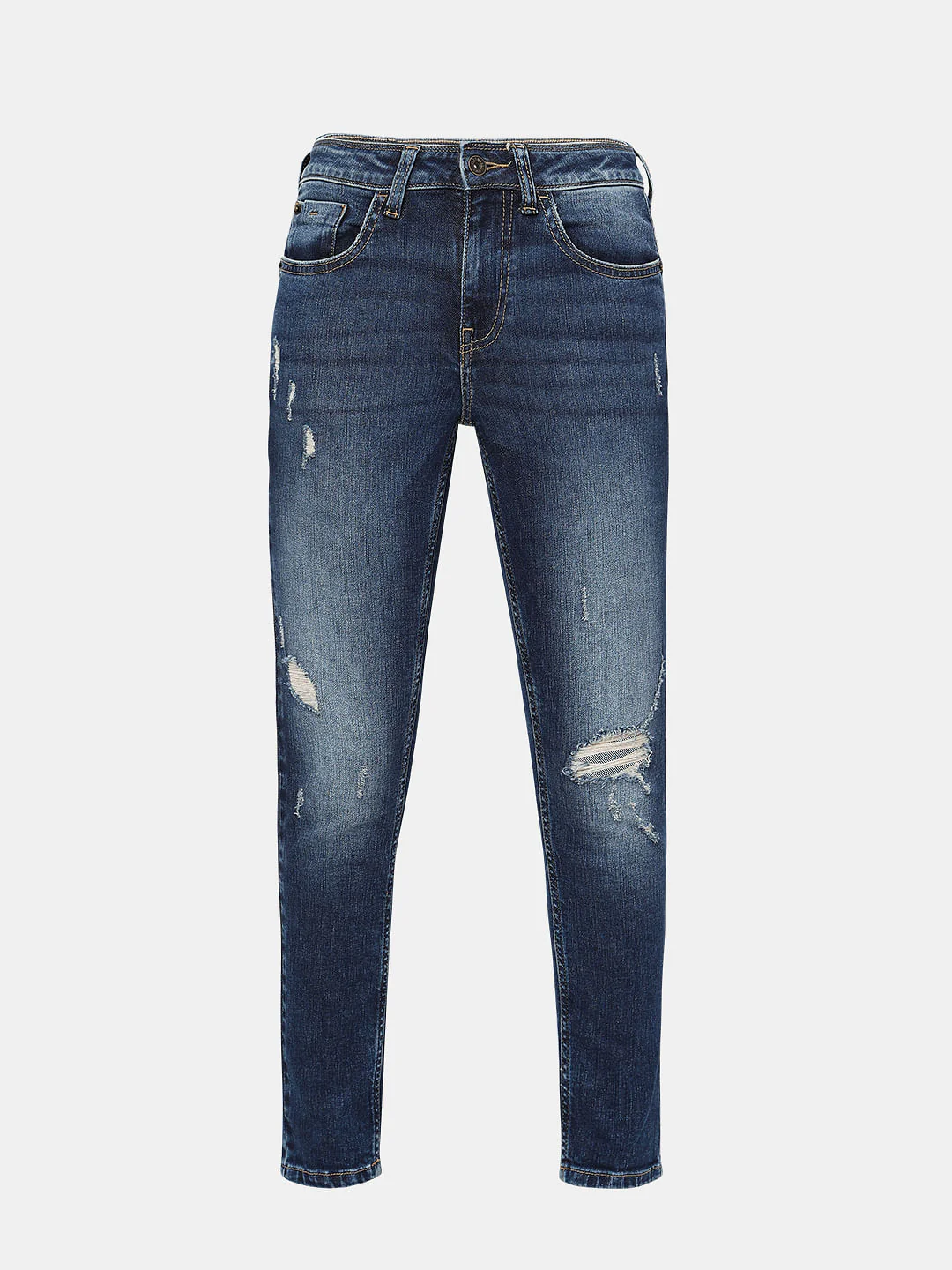 Blue Mid Rise Distressed Push-Up Wendy Skinny Jeans - Image 7