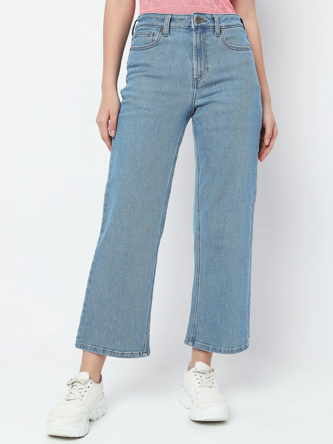Blue High Rise Wide Leg Jeans - Image 2
