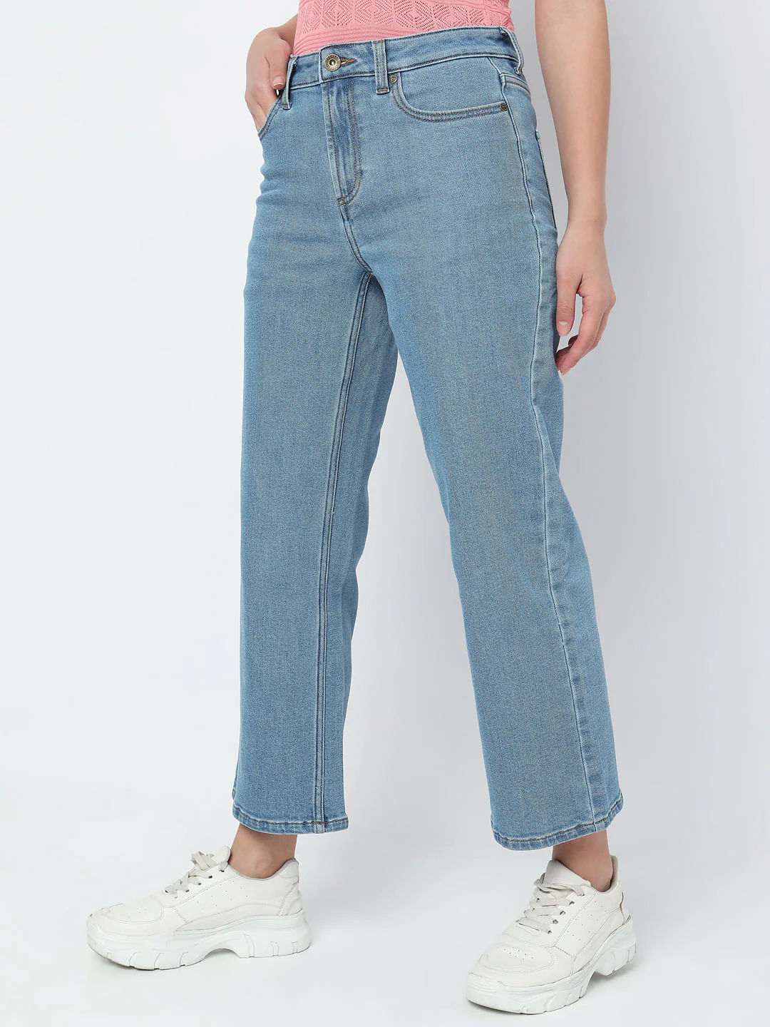 Blue High Rise Wide Leg Jeans - Image 3