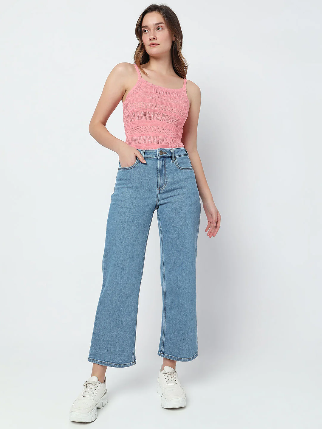 Blue High Rise Wide Leg Jeans - Image 6