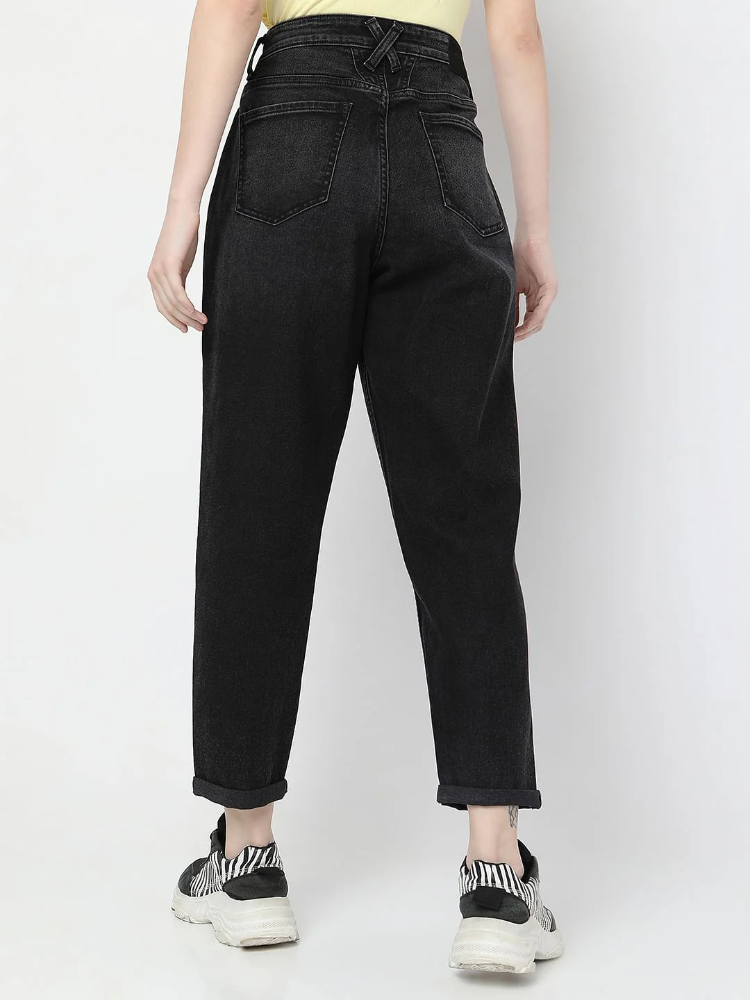 Black High Rise Girlfriend Fit Jeans - Image 4