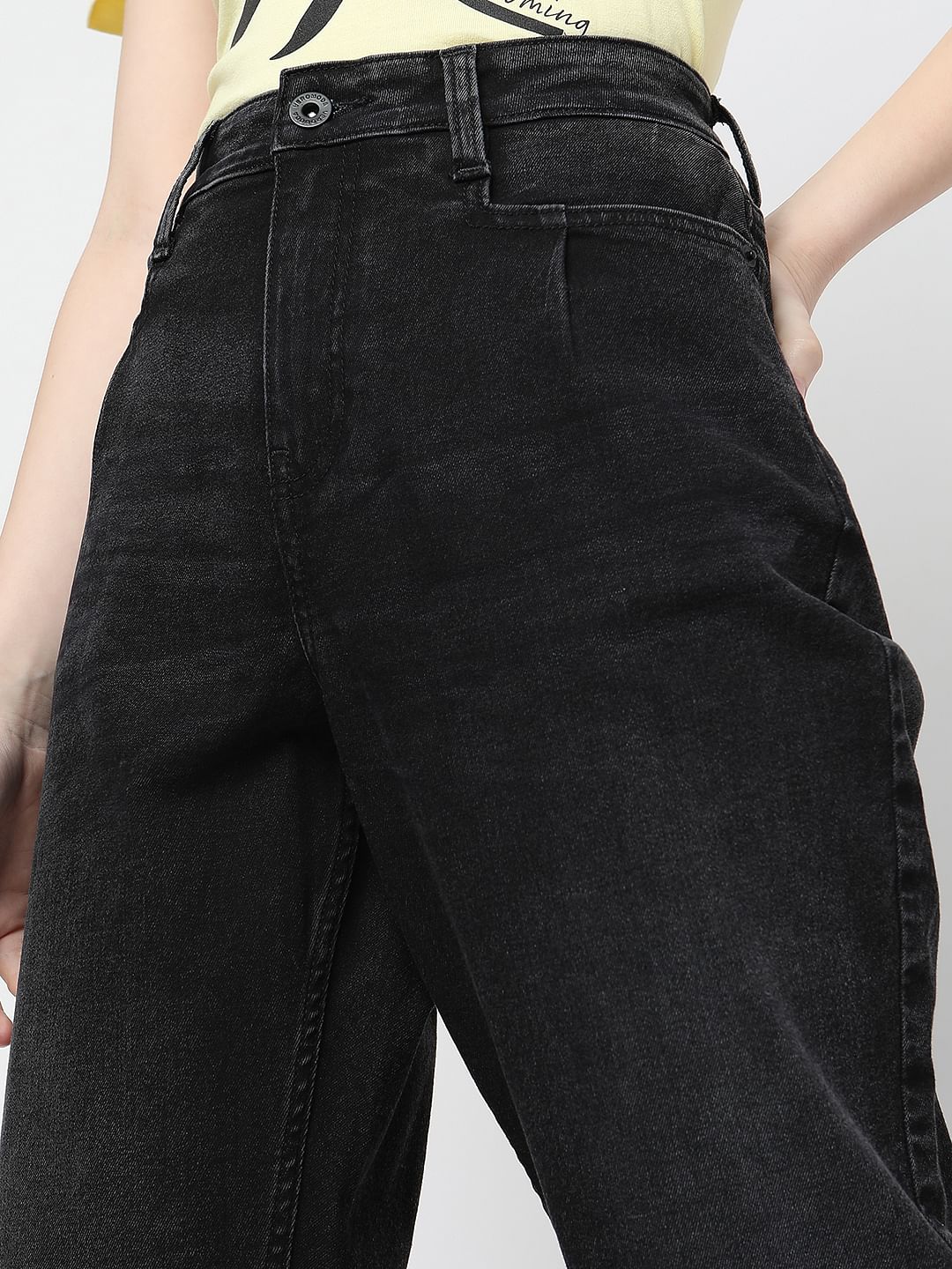Black High Rise Girlfriend Fit Jeans - Image 5