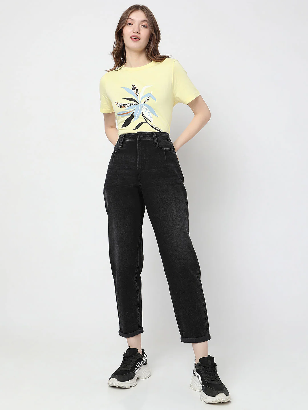 Black High Rise Girlfriend Fit Jeans - Image 6