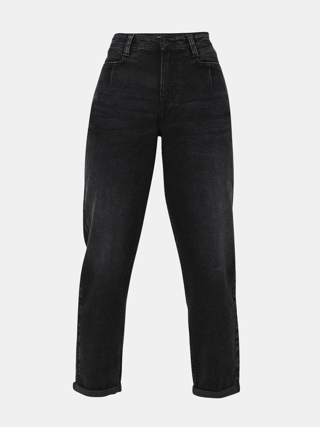 Black High Rise Girlfriend Fit Jeans - Image 7