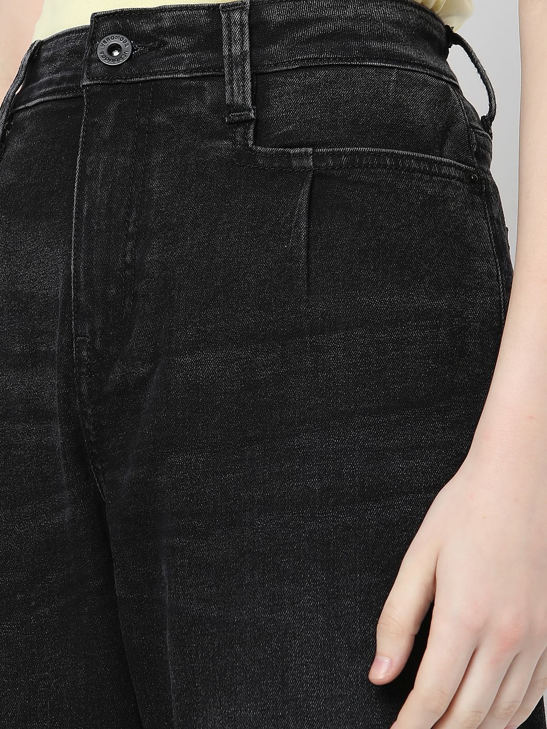 Black High Rise Girlfriend Fit Jeans - Image 8