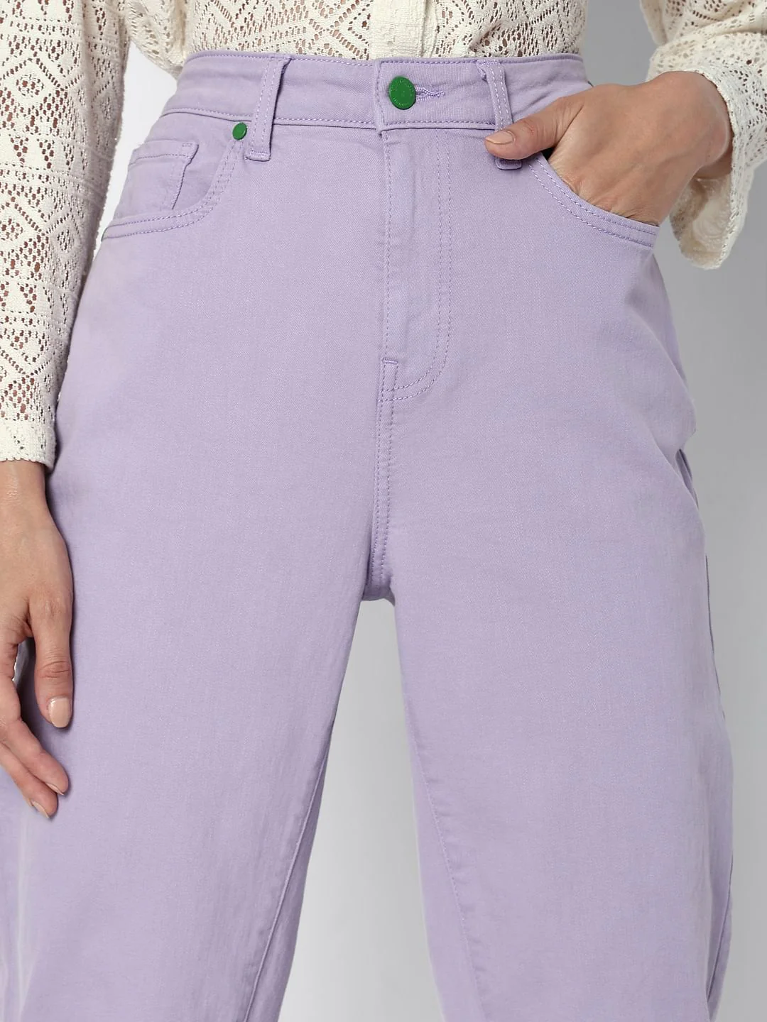 Purple High Rise Jade Straight Fit Jeans - Image 6