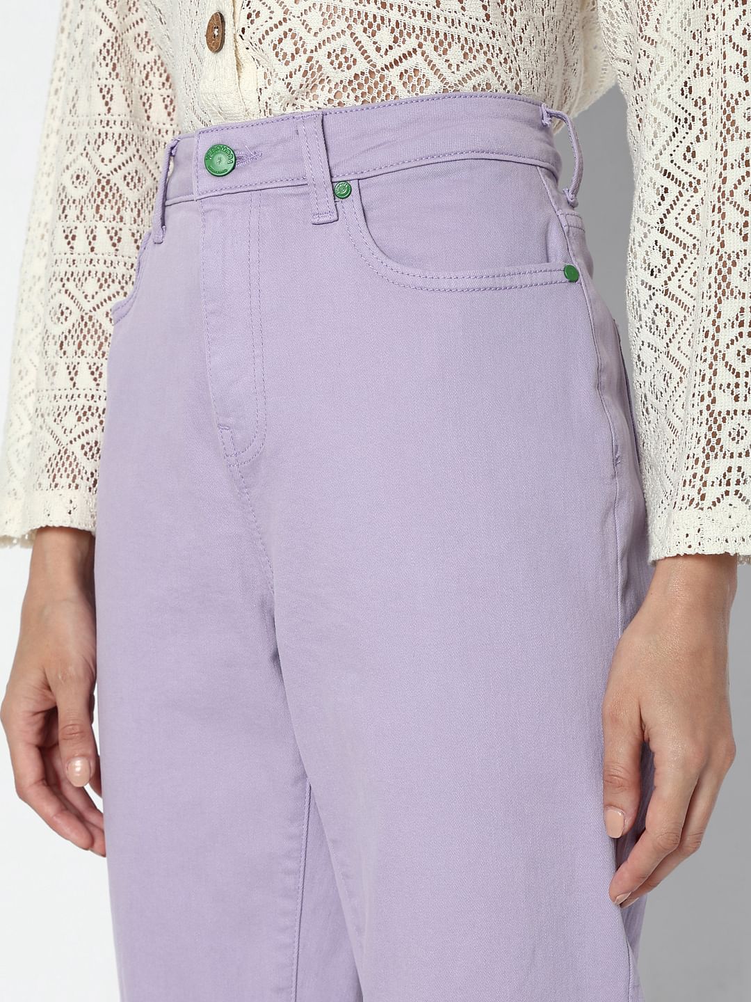 Purple High Rise Jade Straight Fit Jeans - Image 9