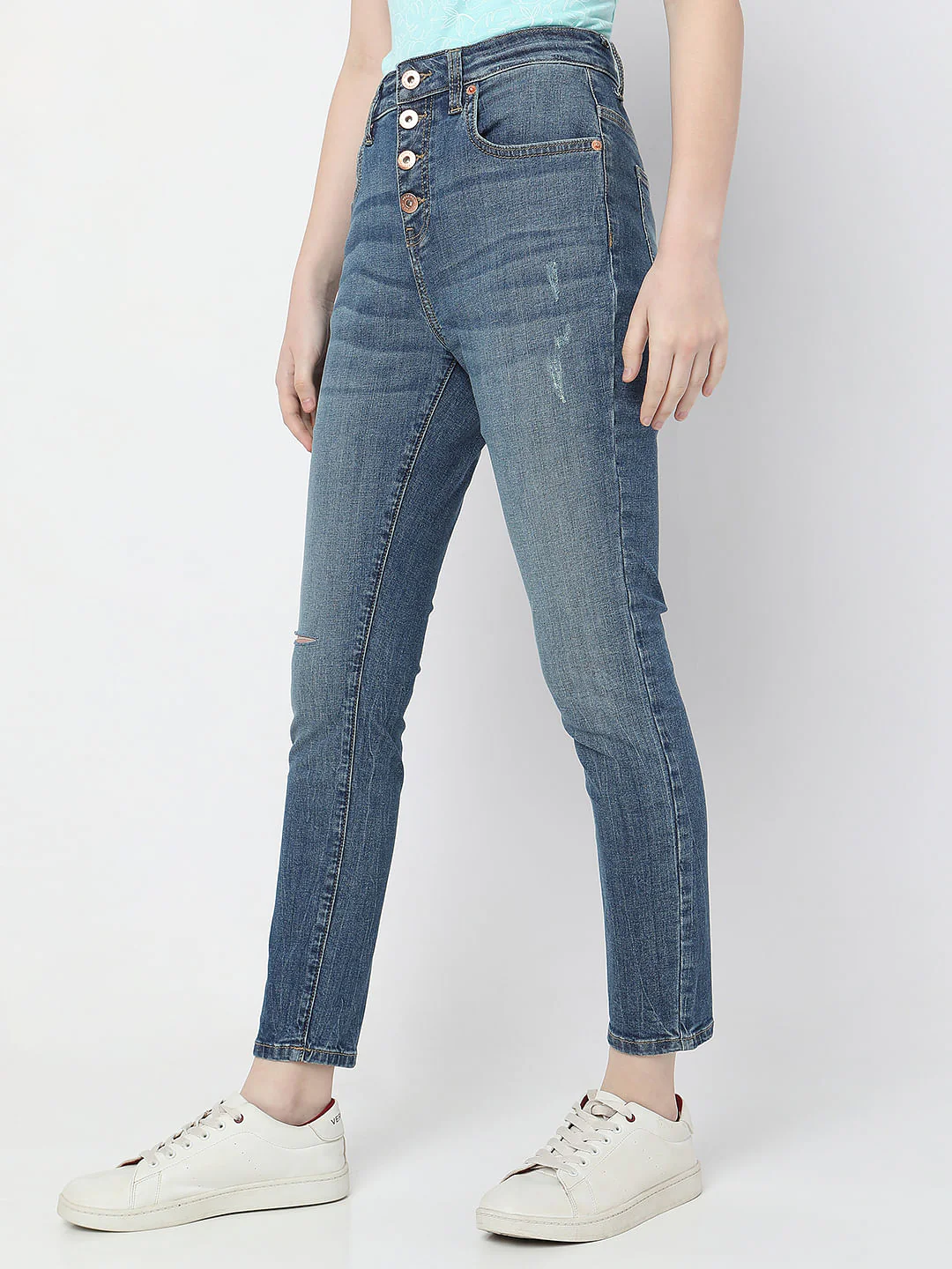 Blue High Rise Distressed Wendy Skinny Jeans - Image 3