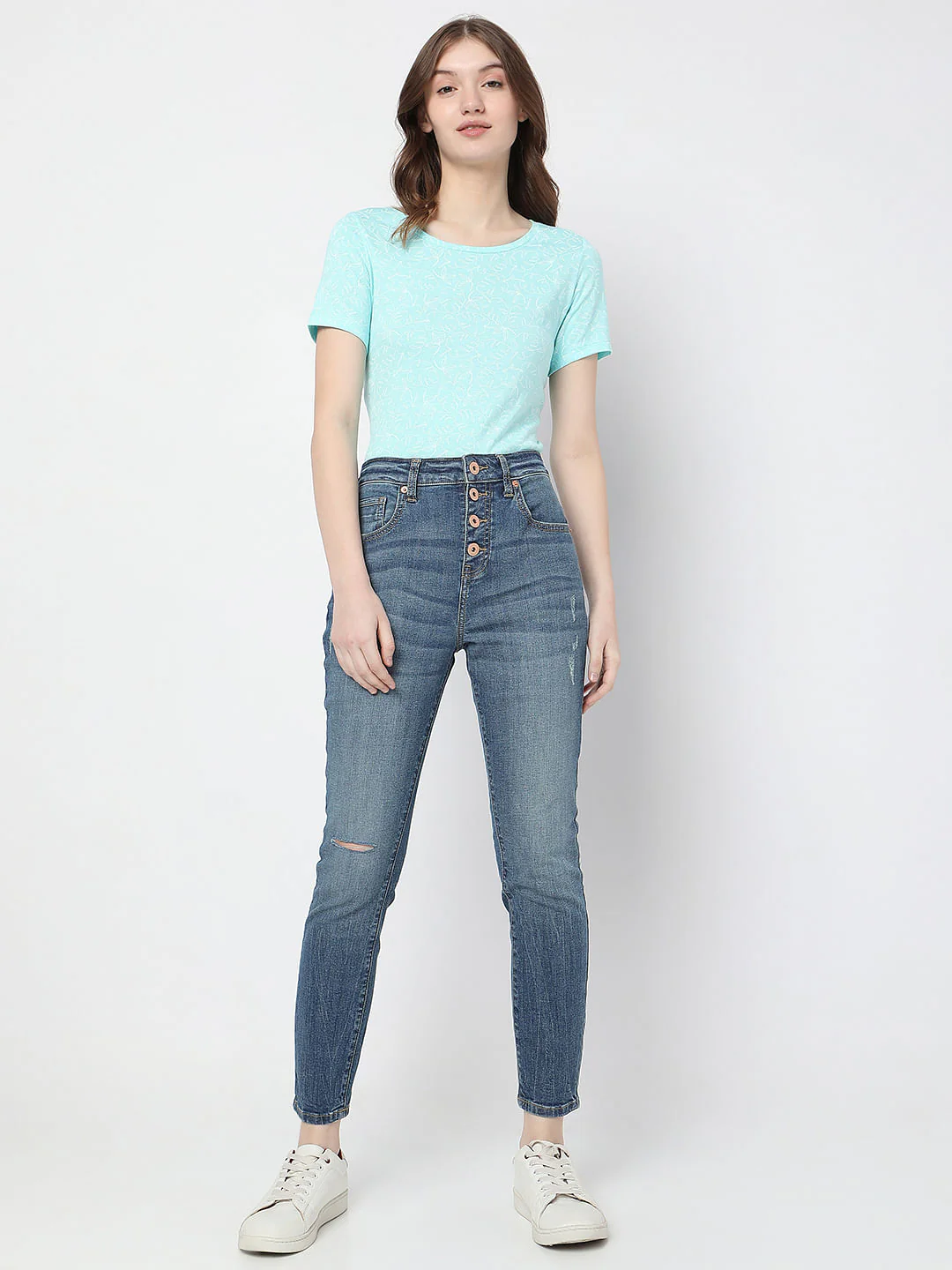 Blue High Rise Distressed Wendy Skinny Jeans - Image 5