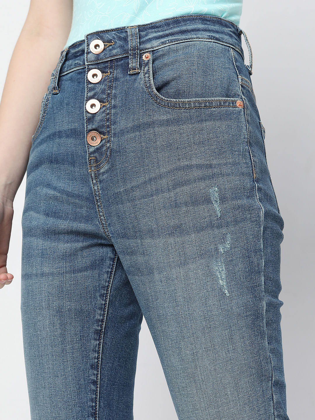 Blue High Rise Distressed Wendy Skinny Jeans - Image 6