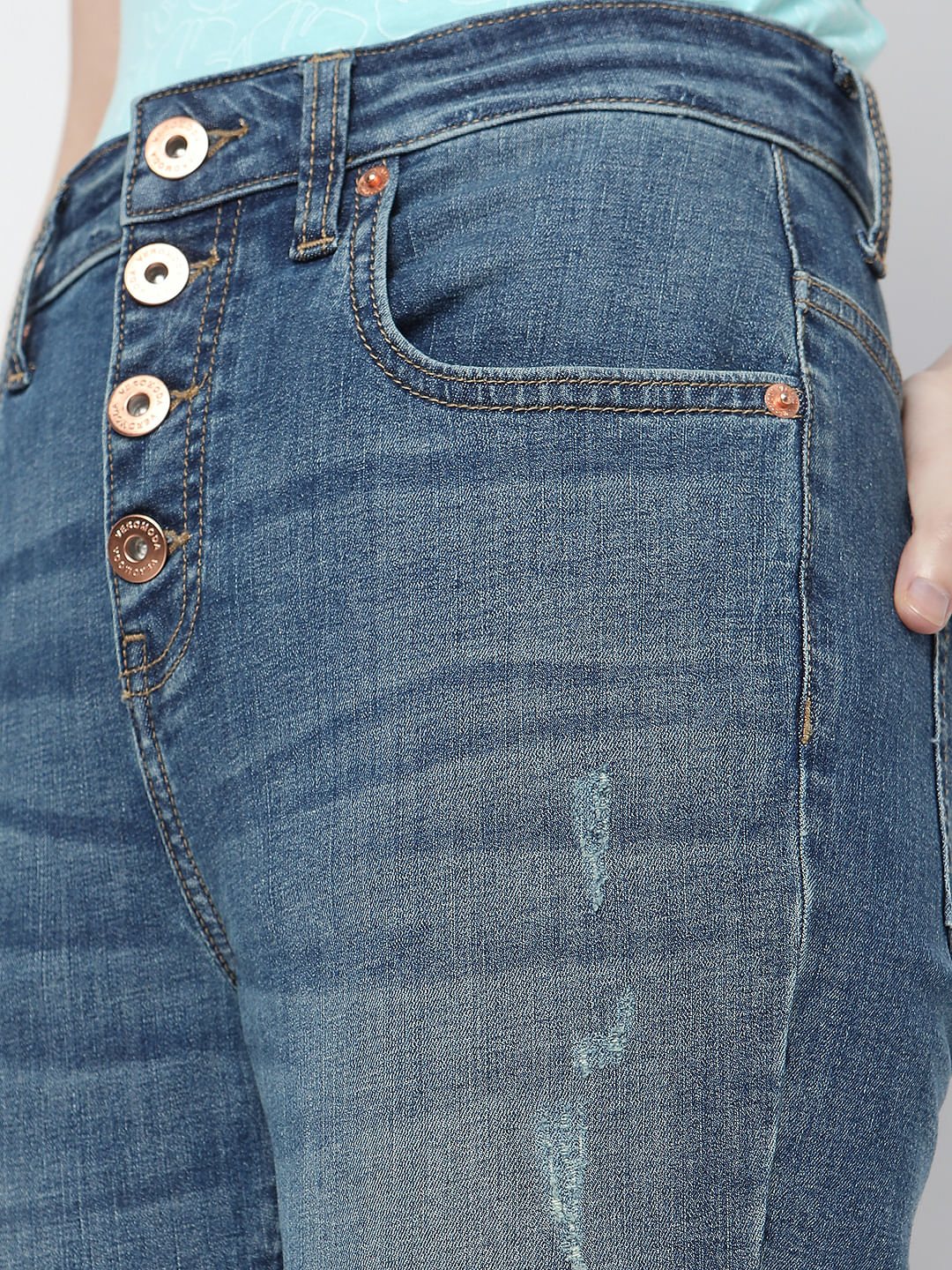 Blue High Rise Distressed Wendy Skinny Jeans - Image 8