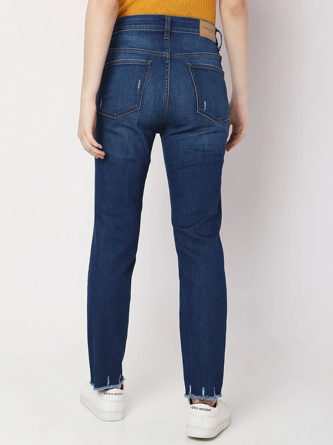 Blue High Rise Distressed Jade Straight Fit Jeans - Image 4