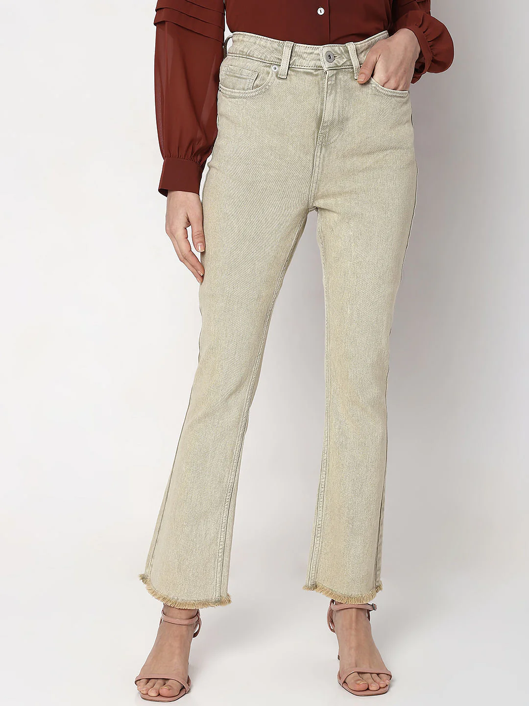 Light Green High Rise Petra Bootcut Jeans - Image 2