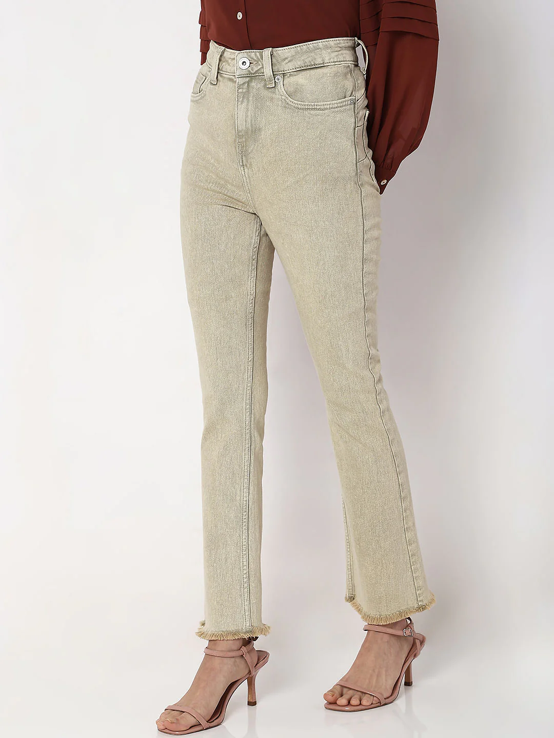 Light Green High Rise Petra Bootcut Jeans - Image 3
