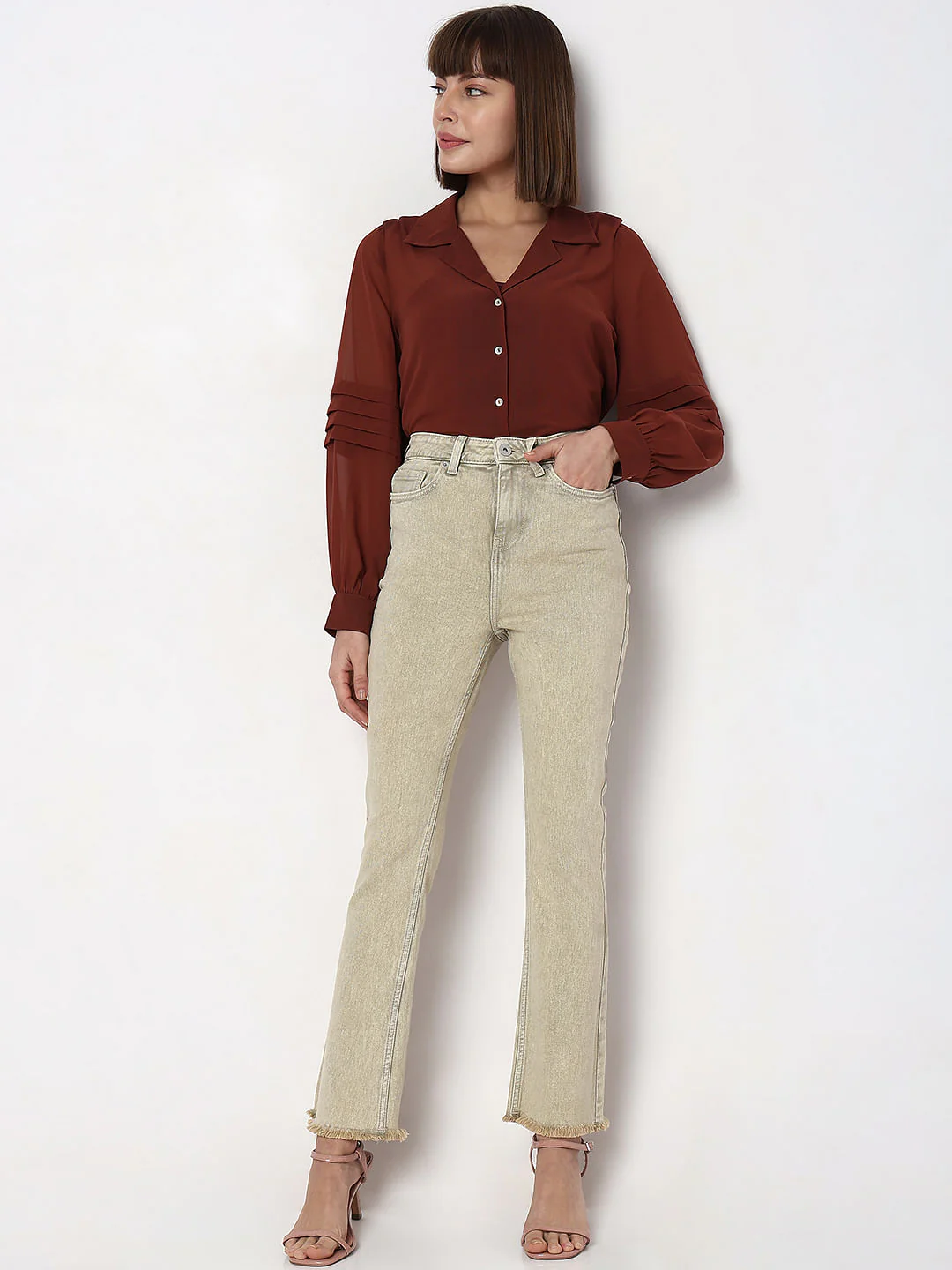 Light Green High Rise Petra Bootcut Jeans - Image 5