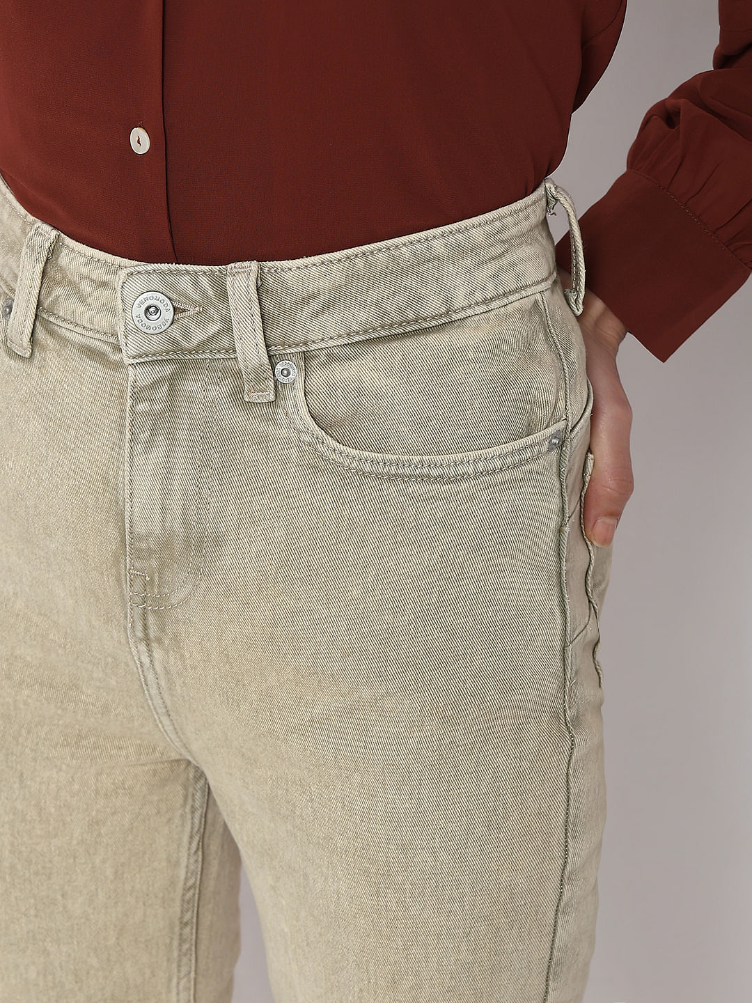 Light Green High Rise Petra Bootcut Jeans - Image 8