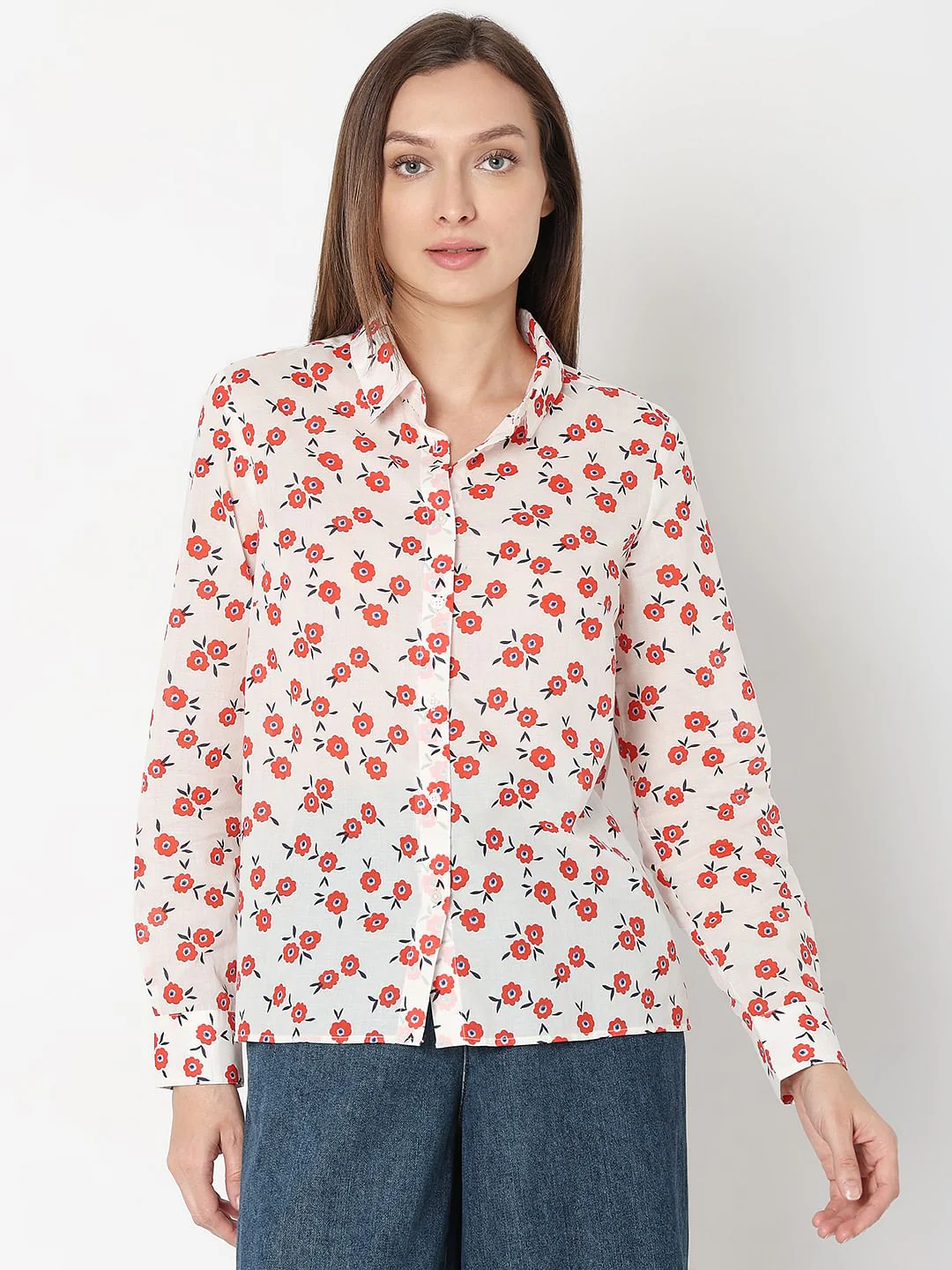 Pale Peach Floral Shirt - Image 2