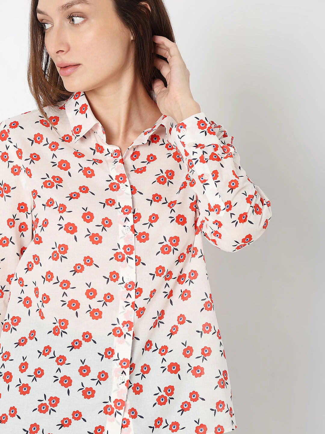 Pale Peach Floral Shirt - Image 6