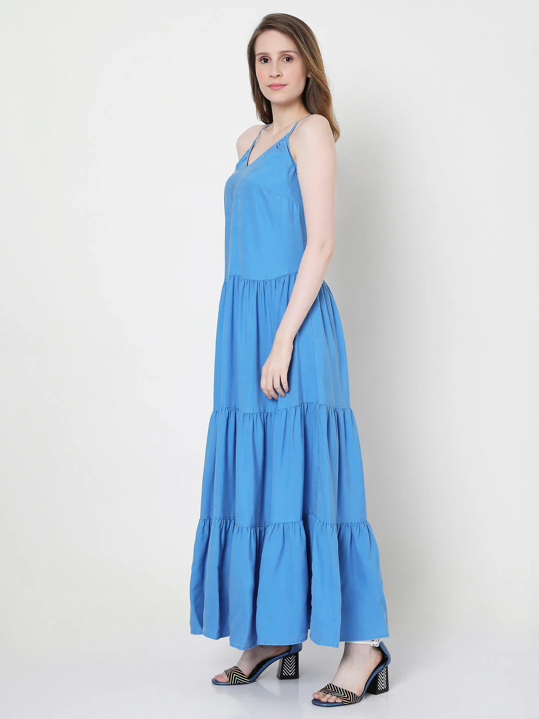Blue Tiered Maxi Dress - Image 3
