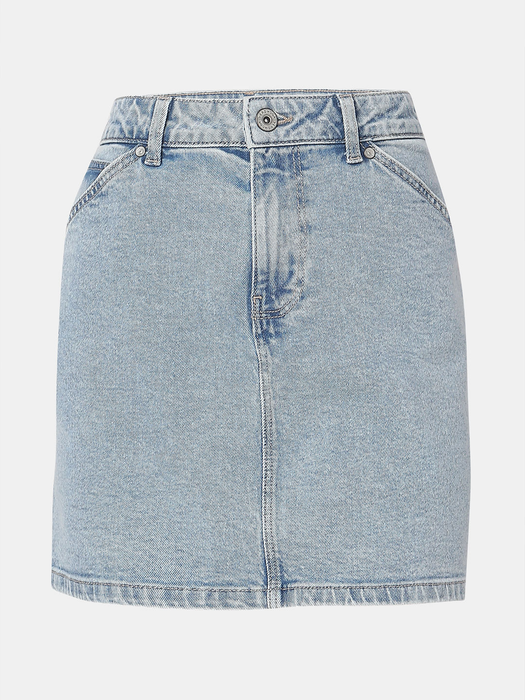 Light Blue Mid Rise Denim Skirt - Image 7