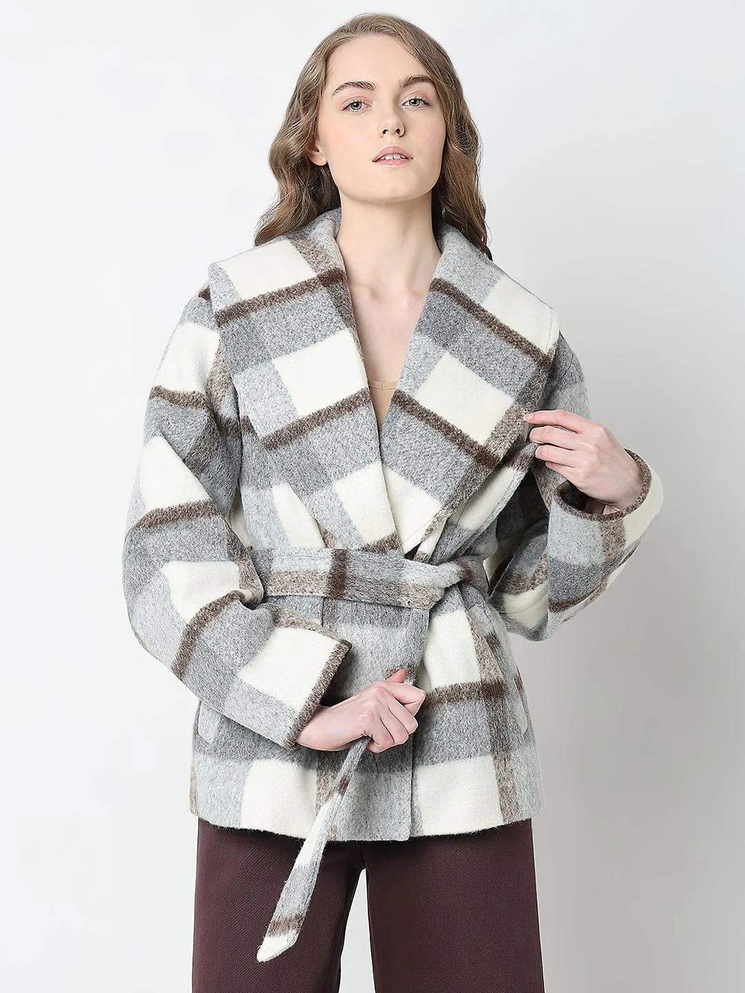 White Check Long Sleeve Jacket - Image 2