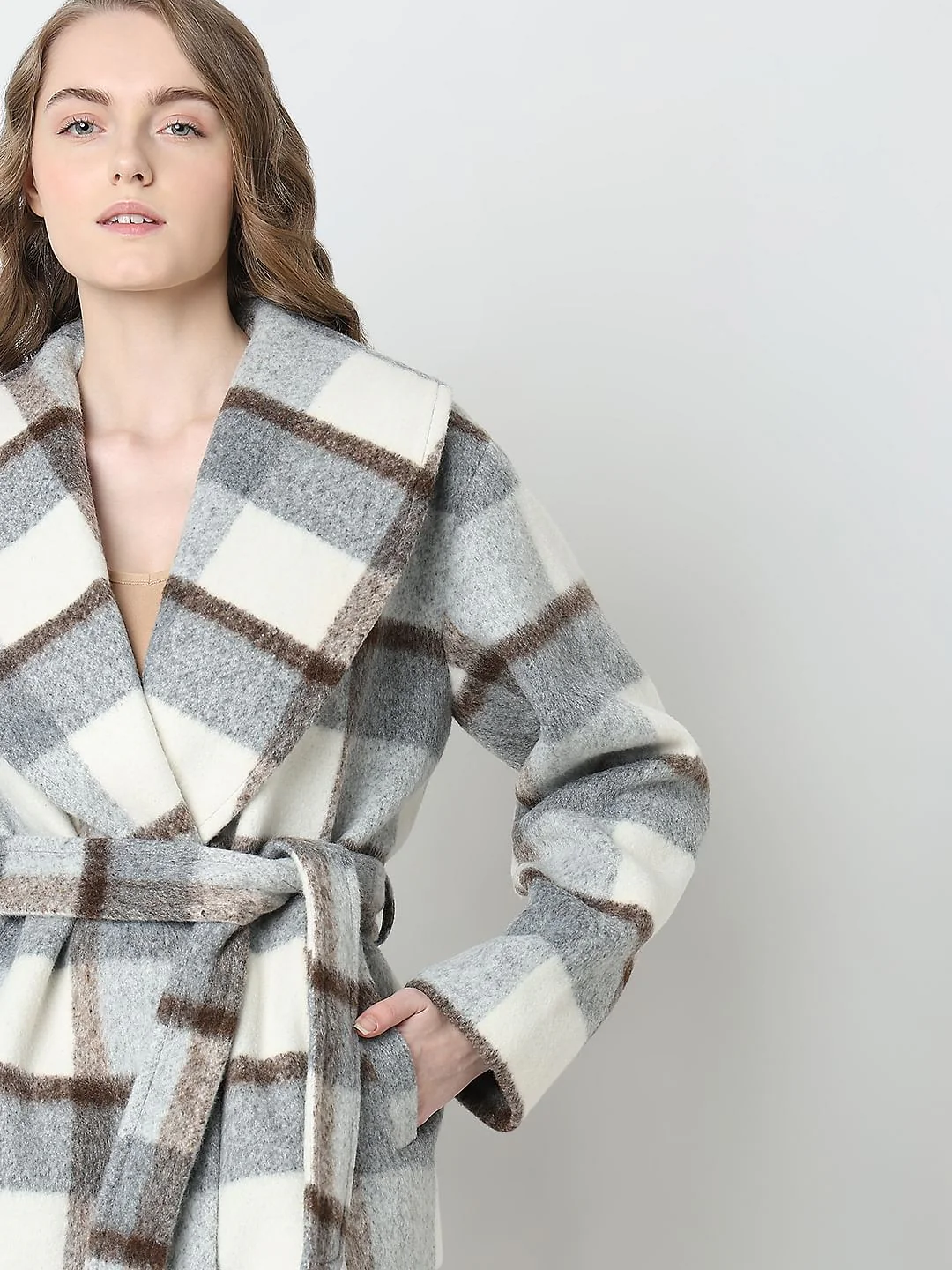 White Check Long Sleeve Jacket - Image 6