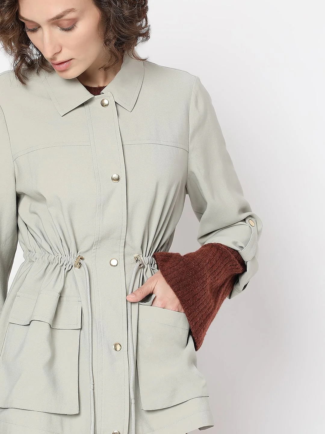 Grey Lightweight Parka Jacket - Image 6