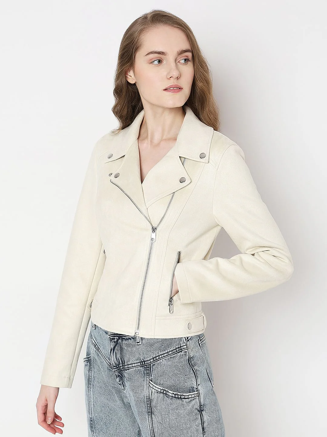 Beige Biker Jacket - Image 3