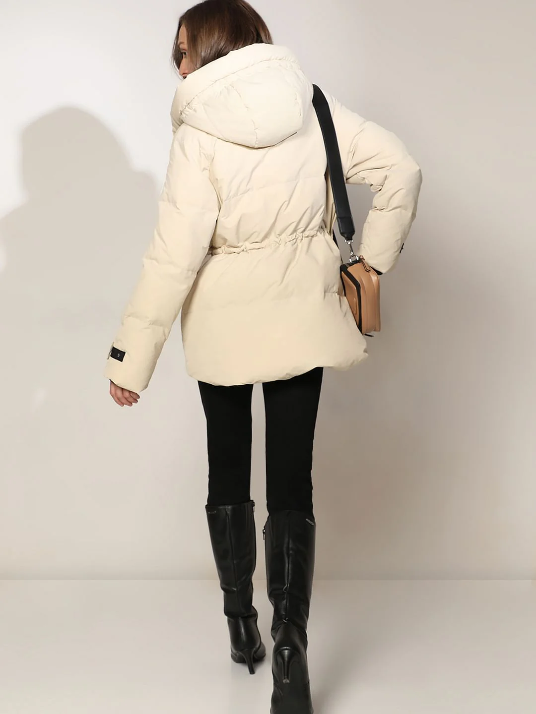 Beige Hooded Parka Jacket