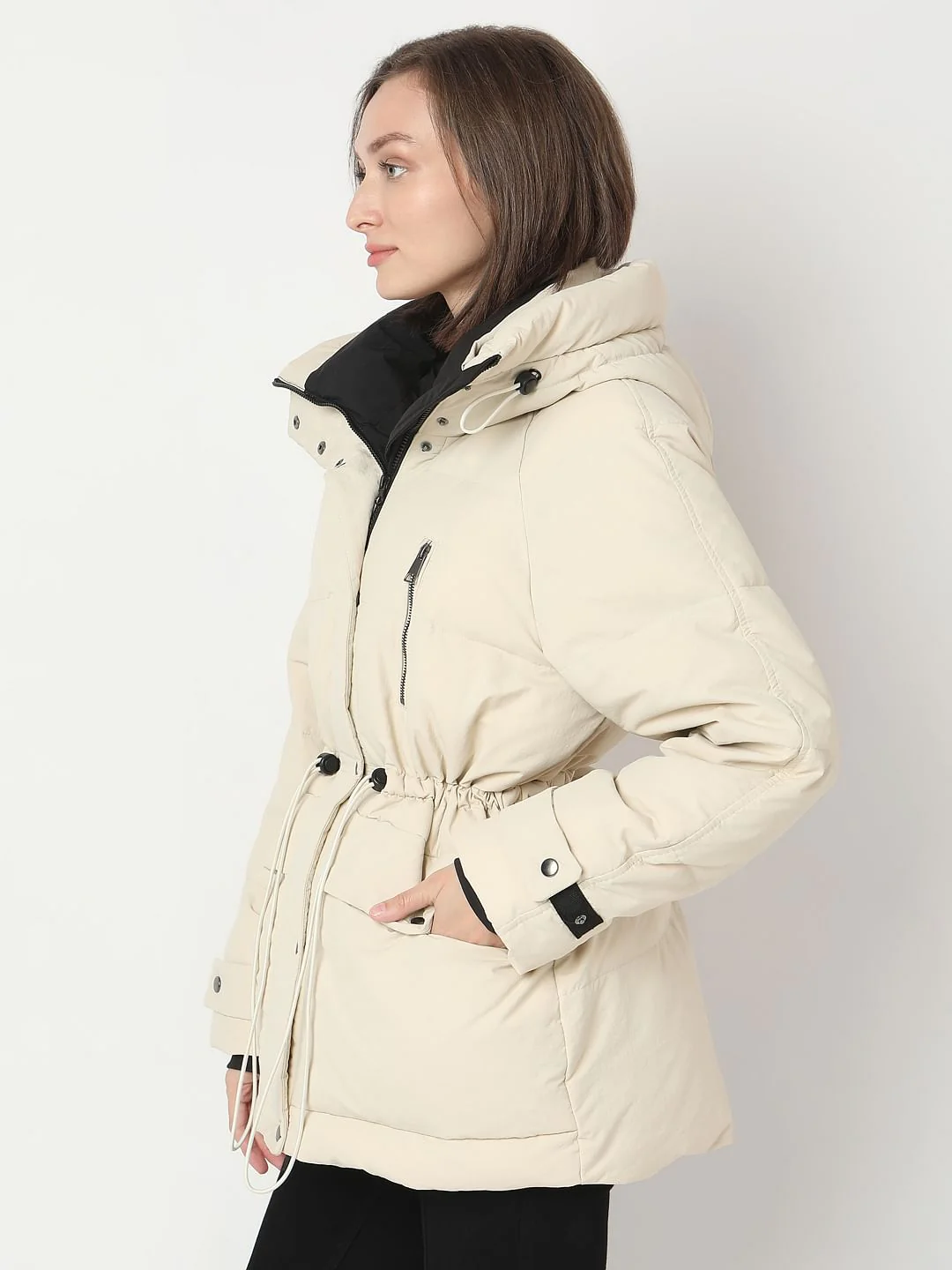 Beige Hooded Parka Jacket - Image 3
