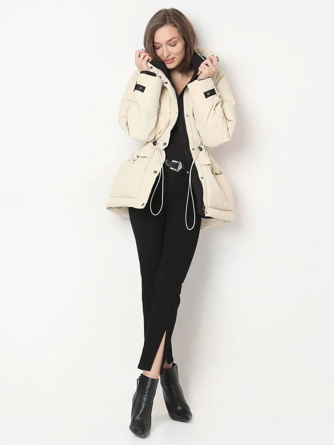 Beige Hooded Parka Jacket - Image 5