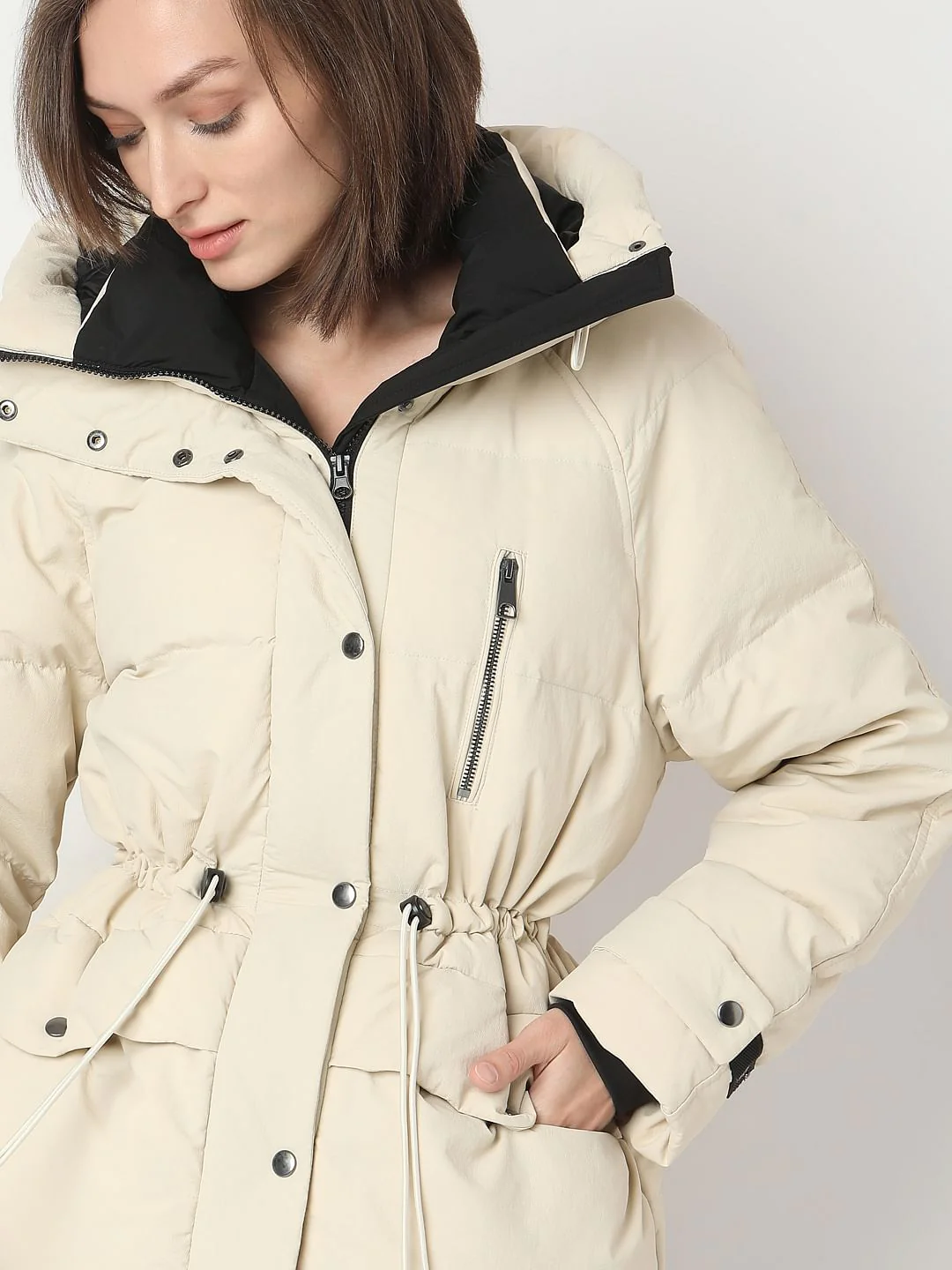 Beige Hooded Parka Jacket - Image 6