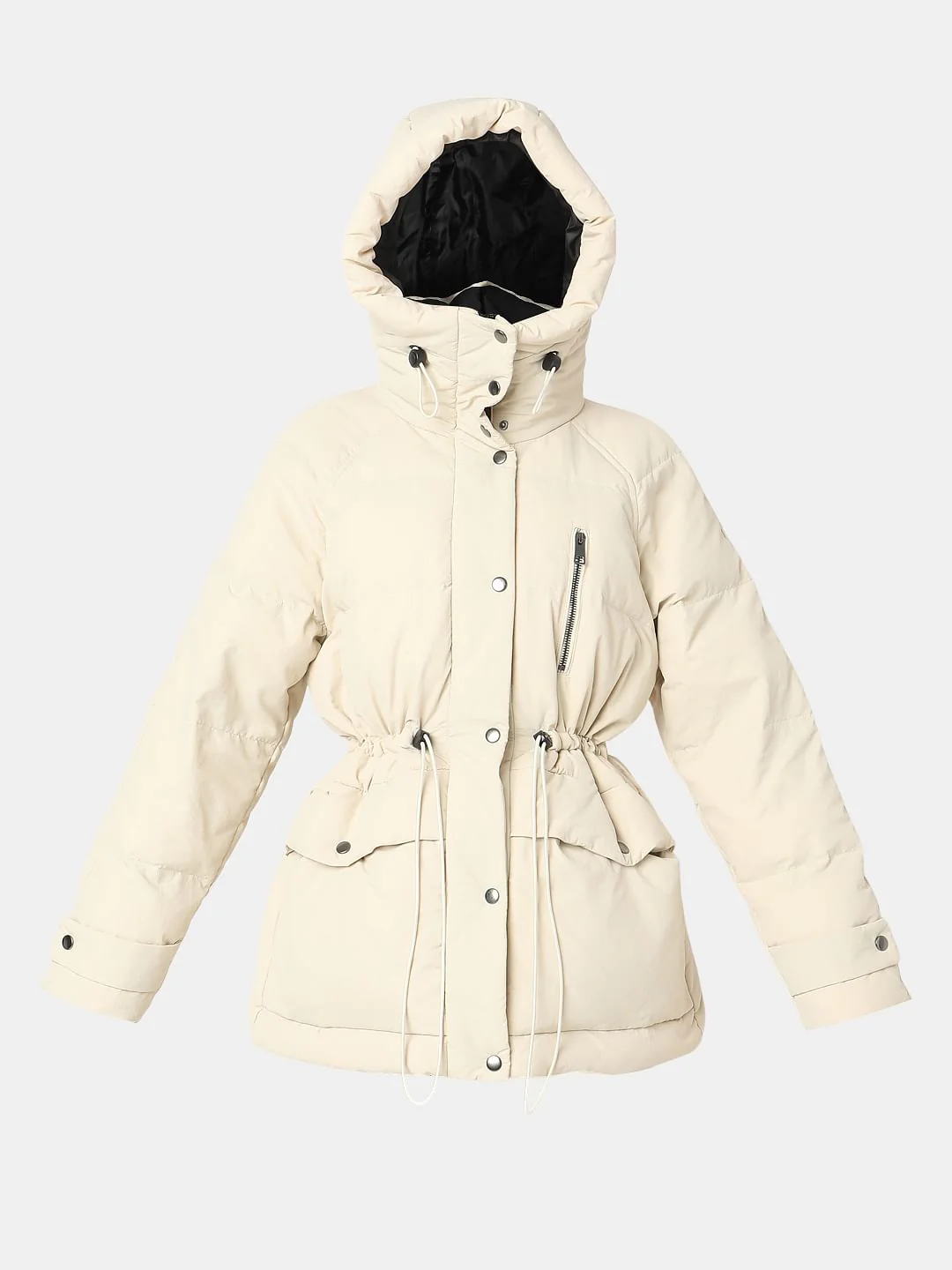Beige Hooded Parka Jacket - Image 7