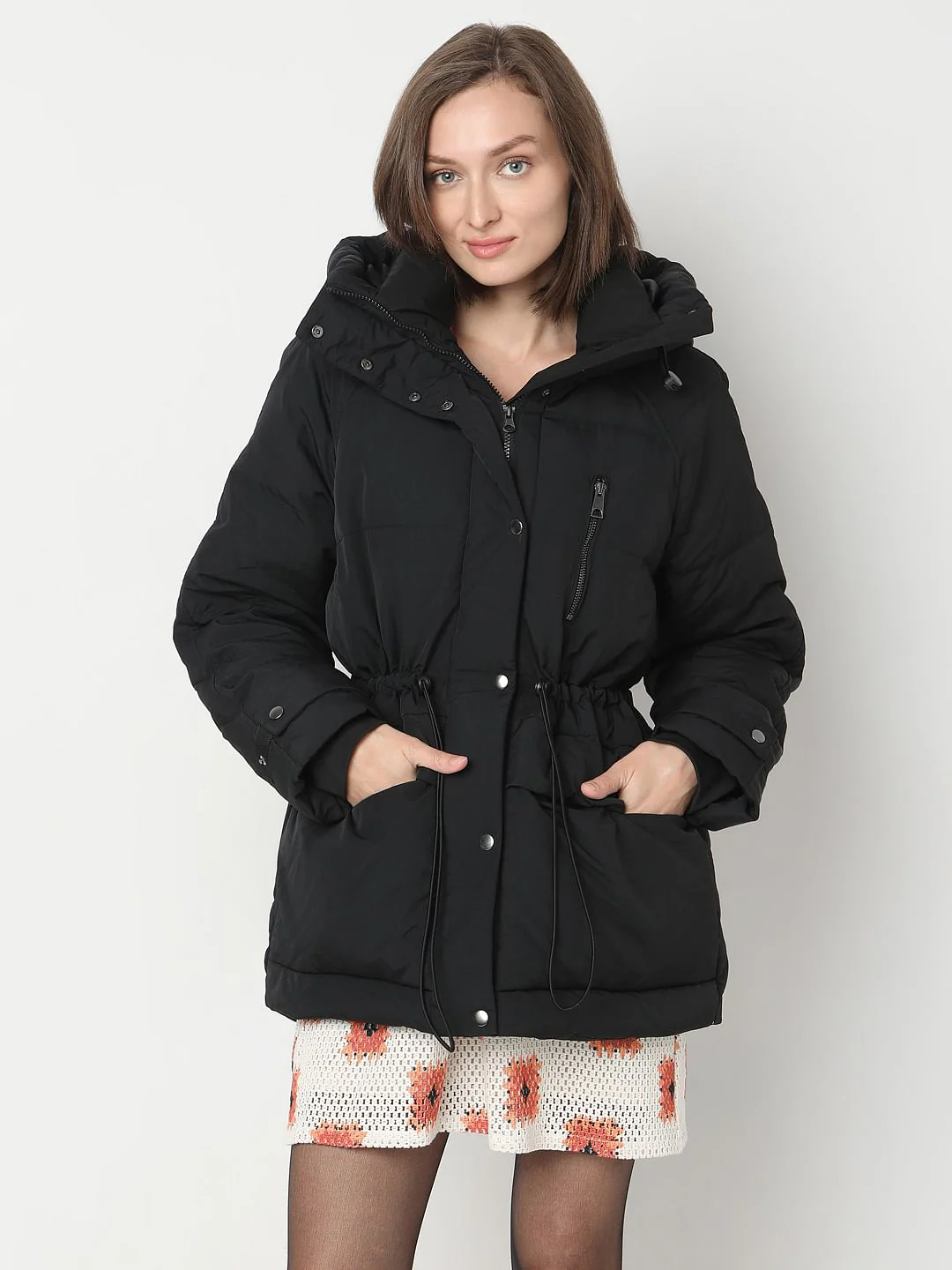 Black Hooded Parka Jacket - Image 2