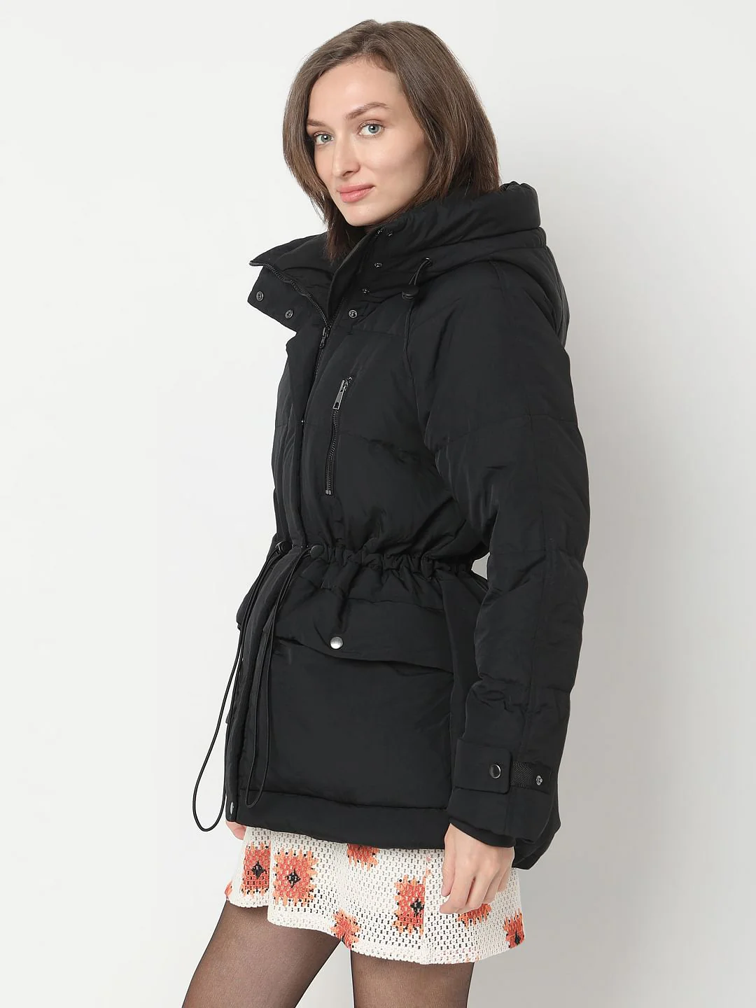 Black Hooded Parka Jacket - Image 3