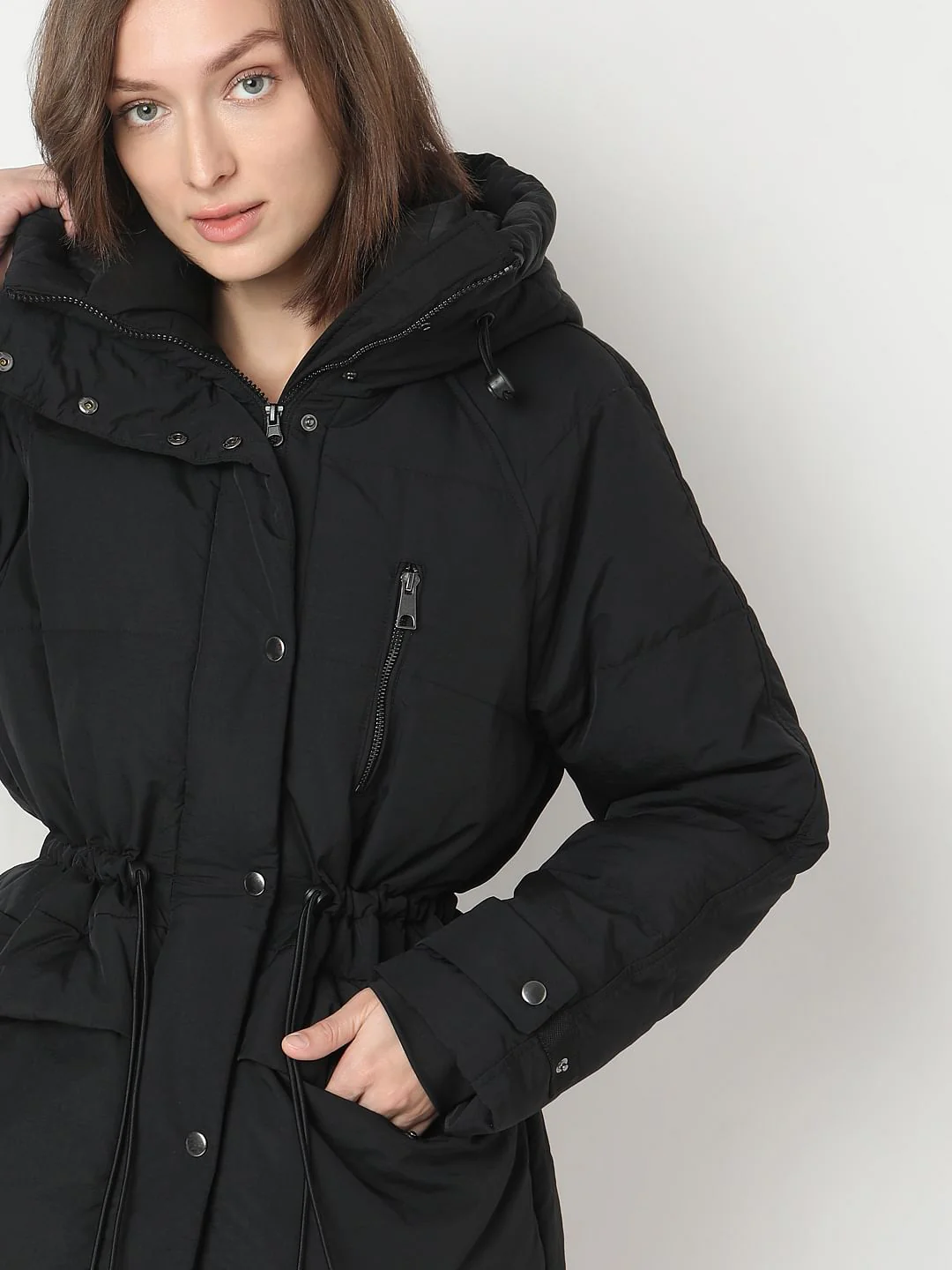 Black Hooded Parka Jacket - Image 6