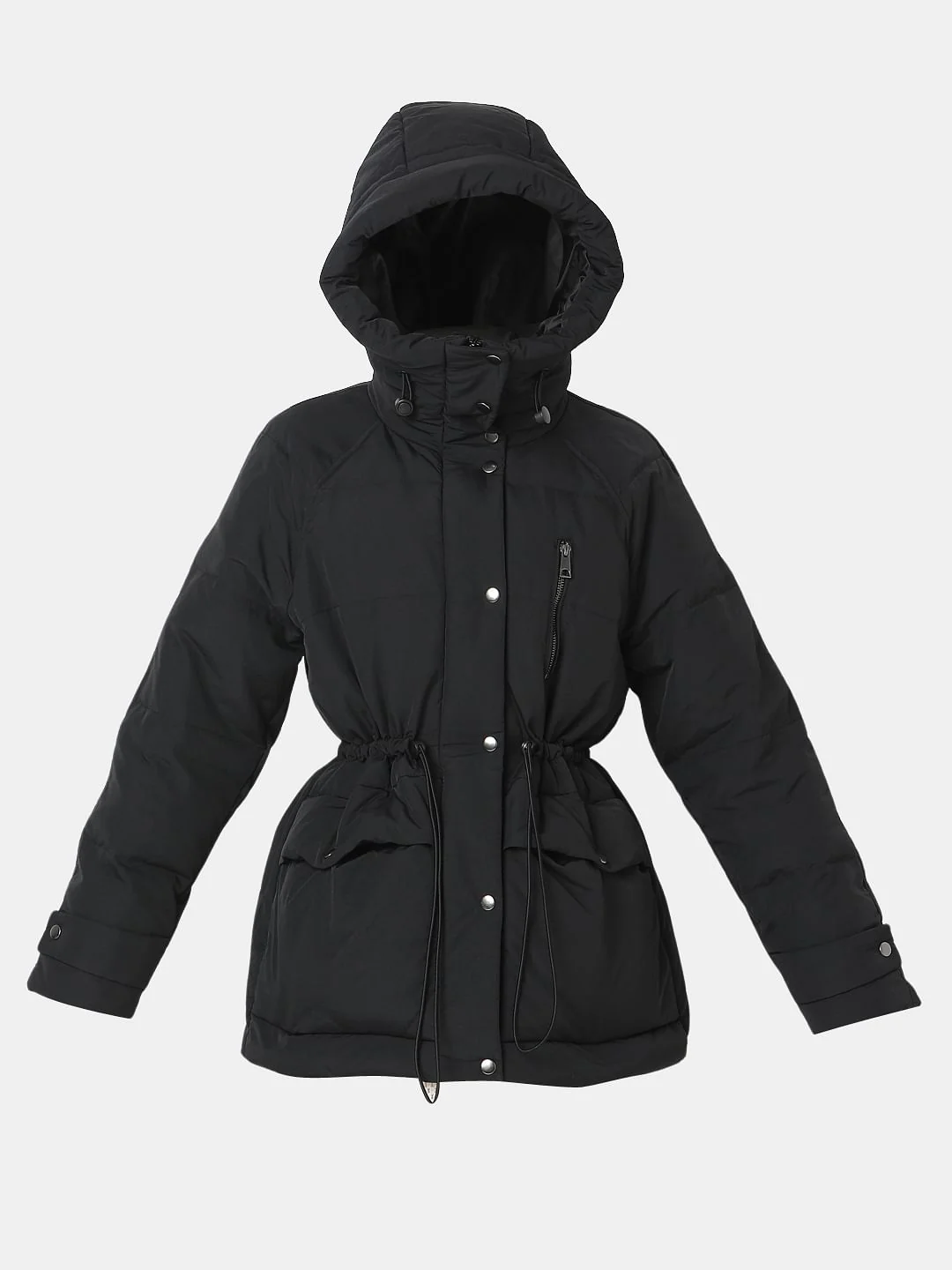 Black Hooded Parka Jacket - Image 7