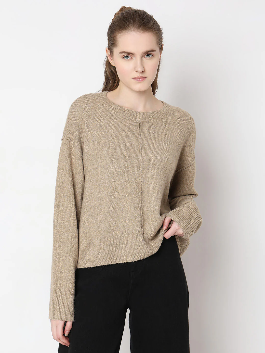 Brown Round-Neck Pullover - Image 2