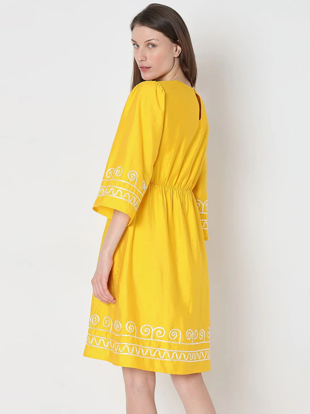 Yellow Contrast Piping Dress - Image 4